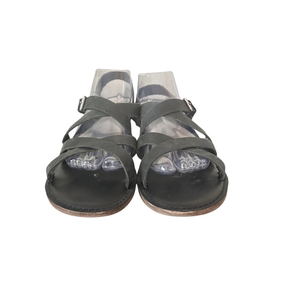 Toms Women's Sicily Black Leather Strappy Slingback Sandals Size 9 - Picture 4 of 11